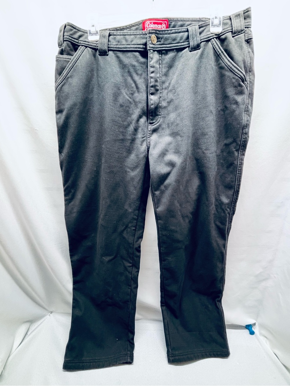 Coleman Men's 40x32 Fleece Lined Stretch Work Carpenter Canvas Pants Black